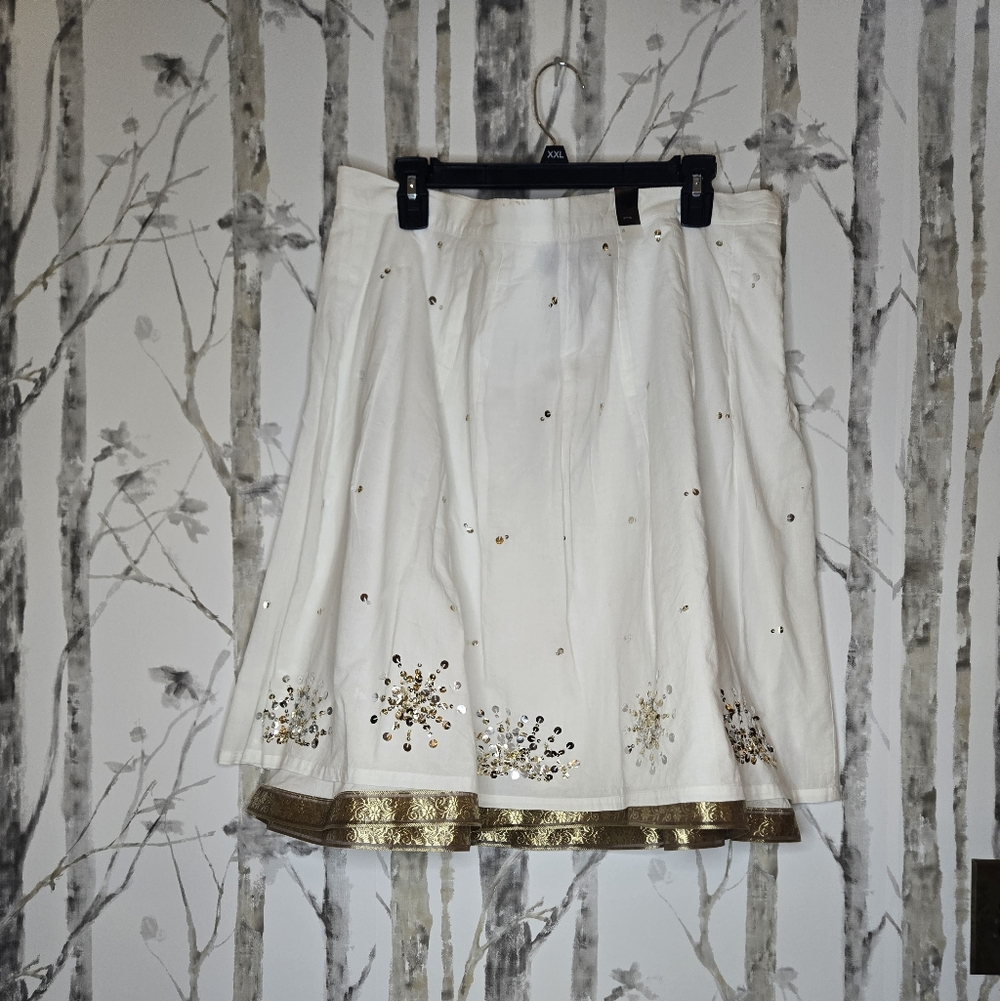 Lane Bryant Venezia Womens Plus Boho Skirt Cotton Sequins US/20 NWT